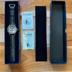Stauer NEW in Box #52031 men’s automatic noire Skeleton Watch